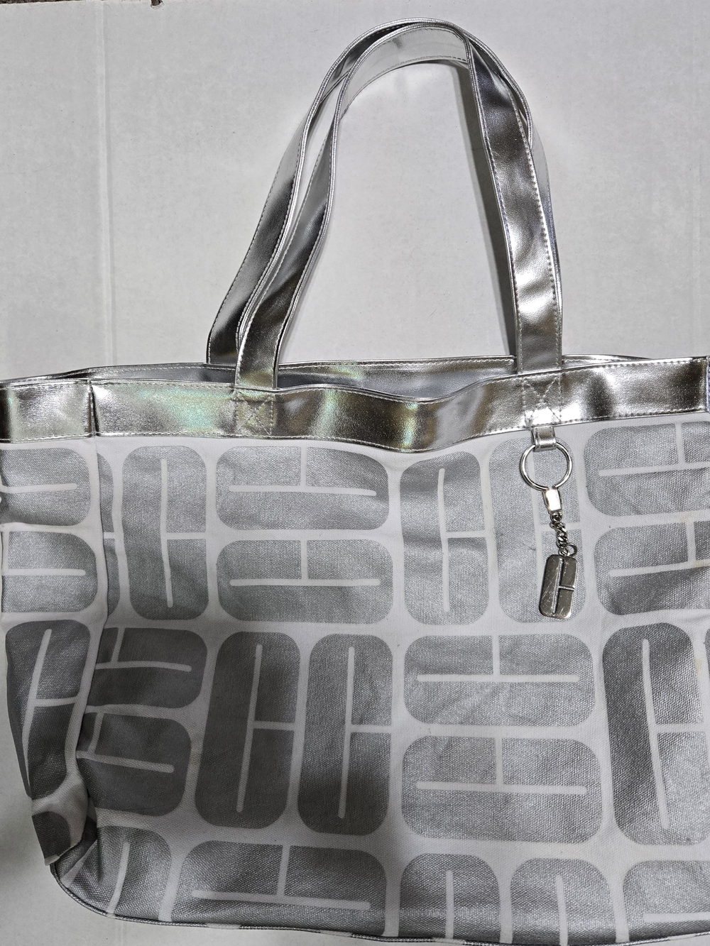 Retro Big G by GUESS Jeans Silver on White Carrying Tote Handbag Shopping Beach